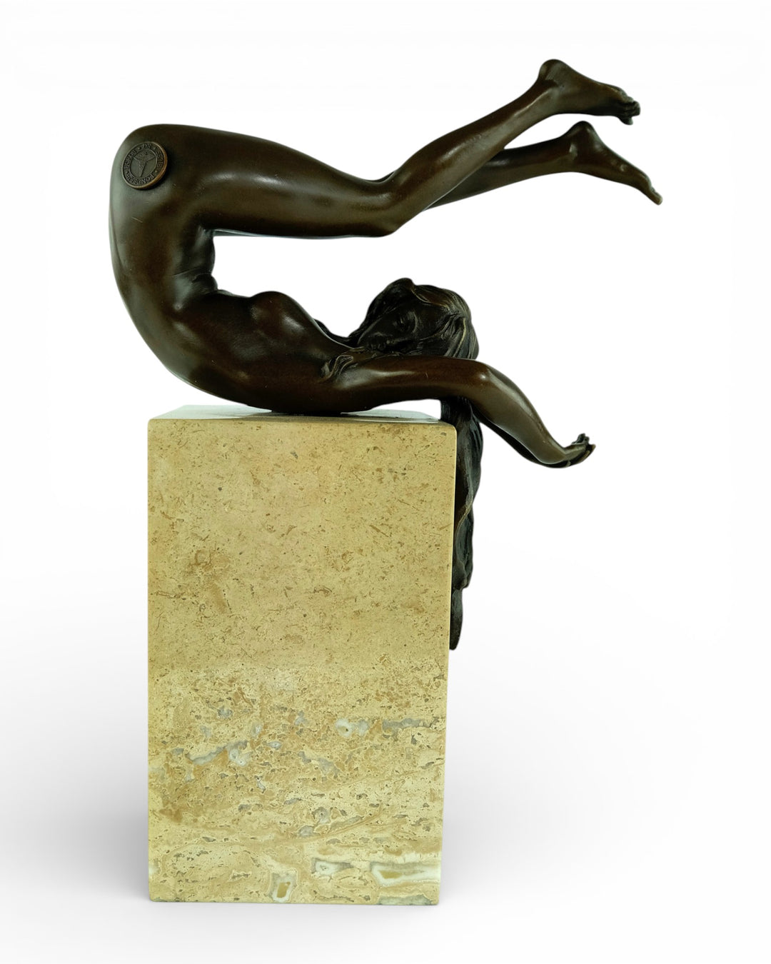 Bronze sculpture of a female in flowing pose