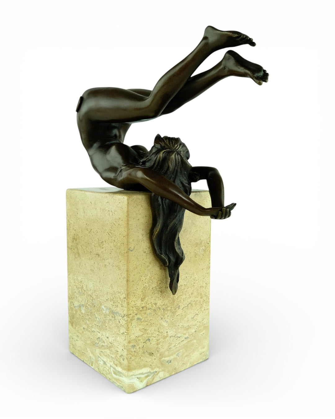 Bronze sculpture of a female in flowing pose