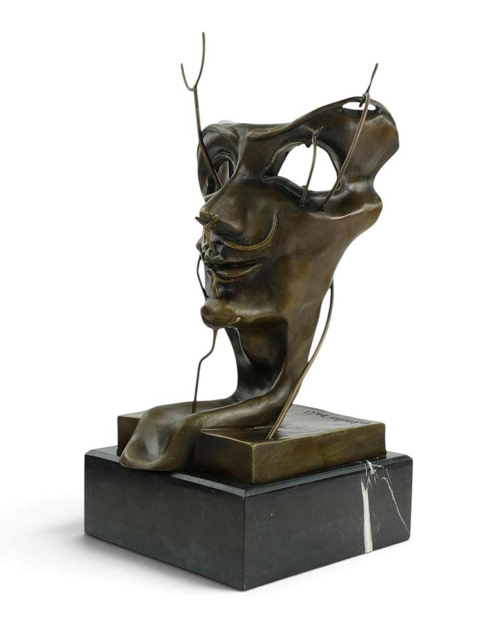 Escultura de bronce de Autorretrato blando inspirado en Salvador Dalí 