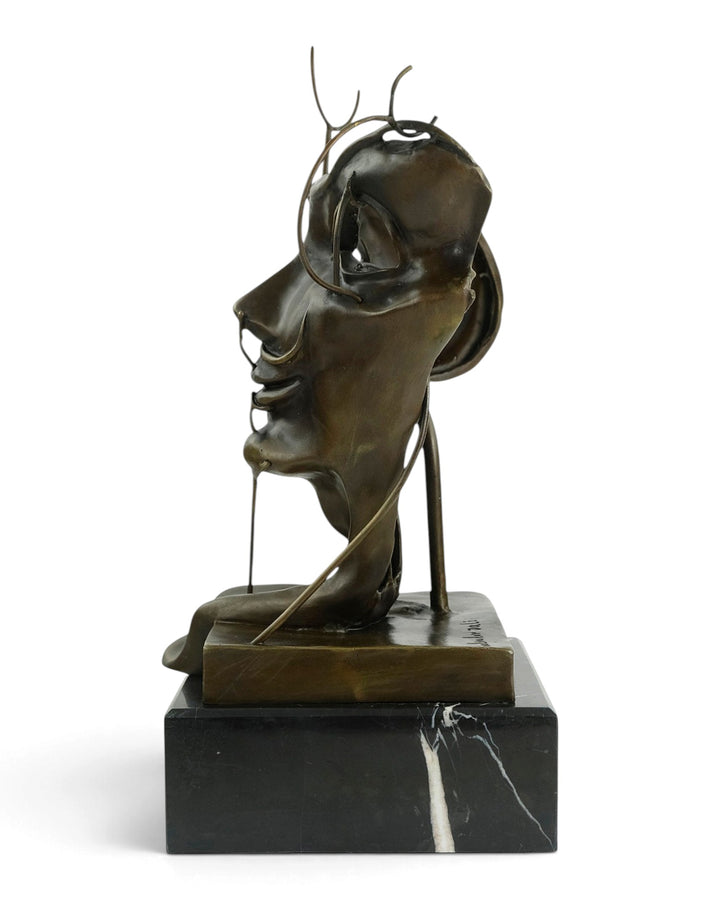 Escultura de bronce de Autorretrato blando inspirado en Salvador Dalí 