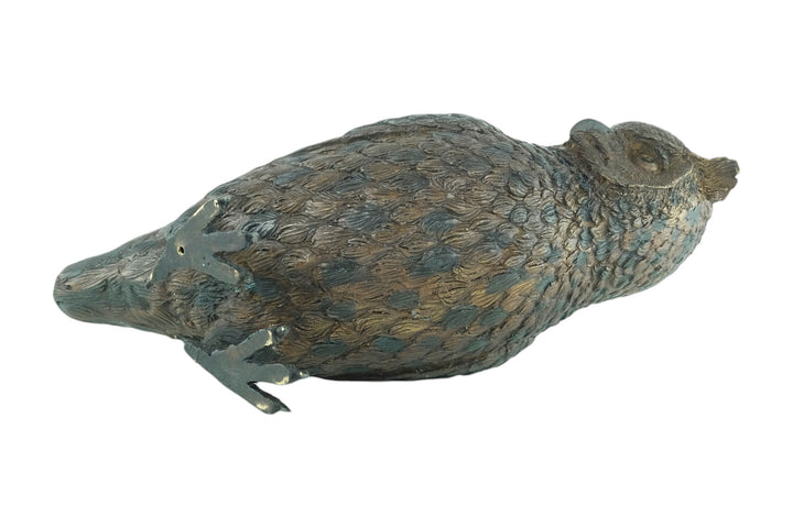 Bronze sculpture of a standing owl