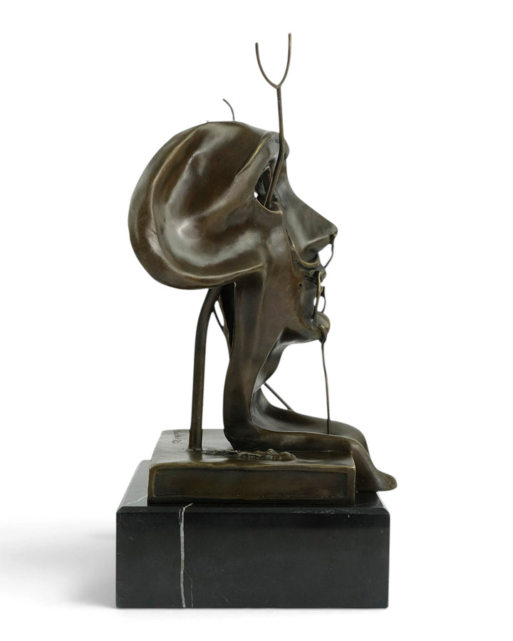 Escultura de bronce de Autorretrato blando inspirado en Salvador Dalí 