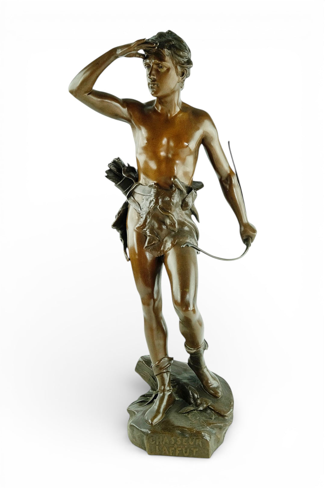 Antiek bronzen beeld 'Chasseur à l’Affût' door Eugène Marioton