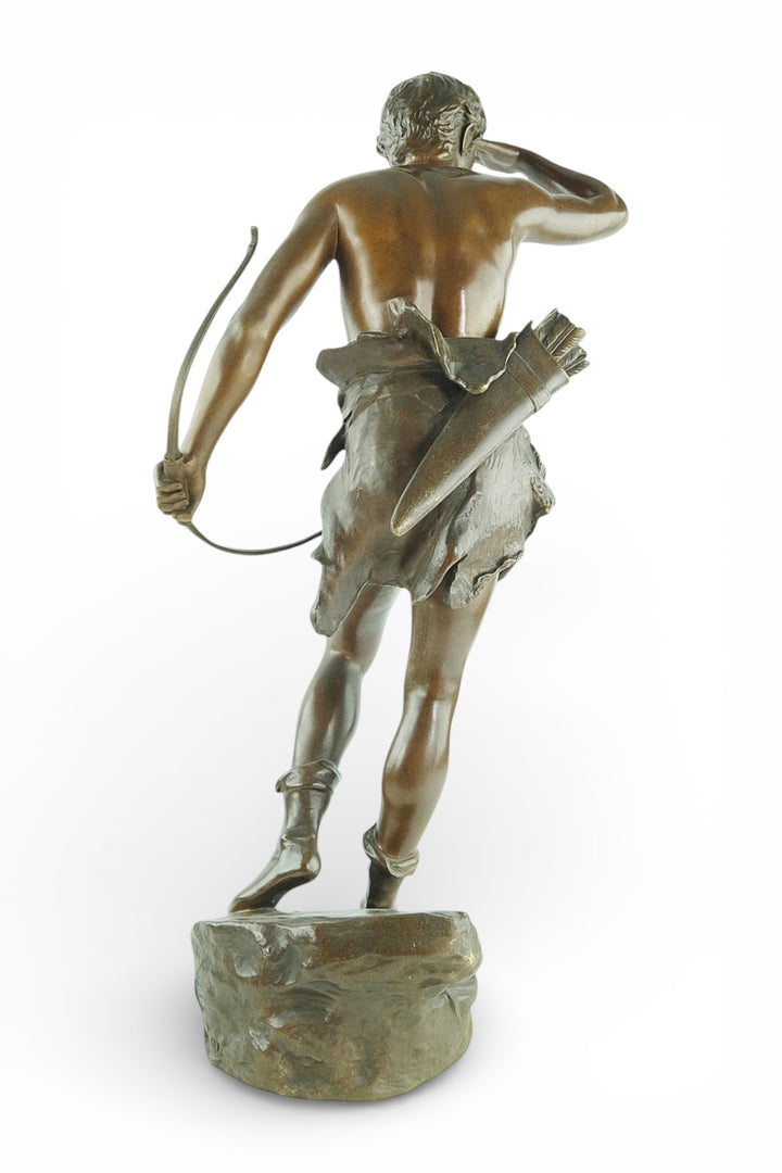 Antiek bronzen beeld 'Chasseur à l’Affût' door Eugène Marioton