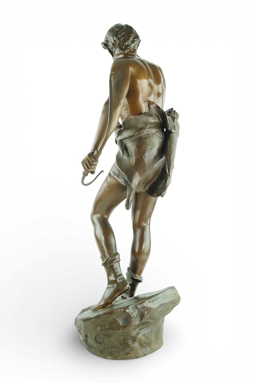 Antiek bronzen beeld 'Chasseur à l’Affût' door Eugène Marioton