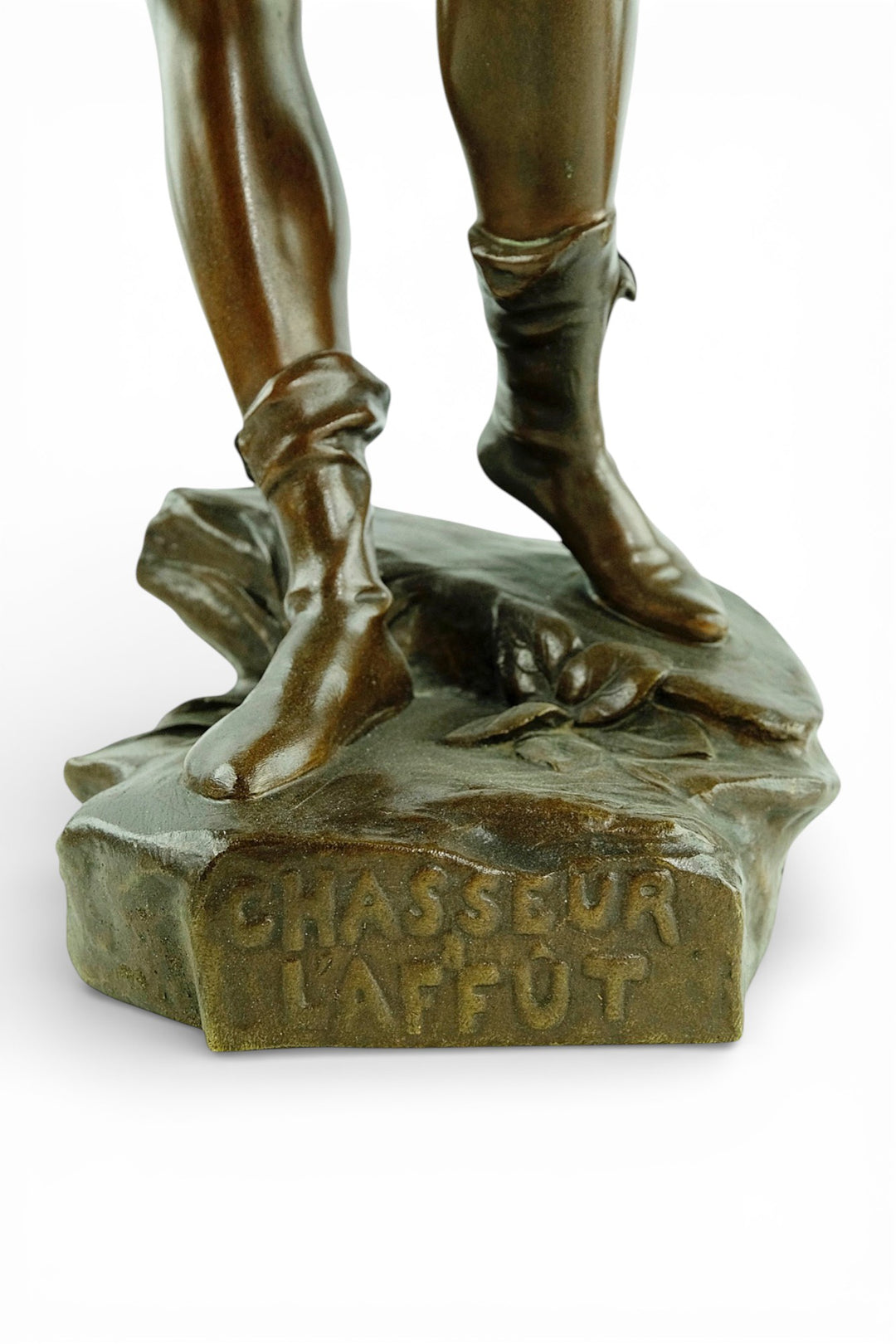 Antiek bronzen beeld 'Chasseur à l’Affût' door Eugène Marioton