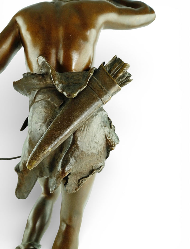 Antiek bronzen beeld 'Chasseur à l’Affût' door Eugène Marioton
