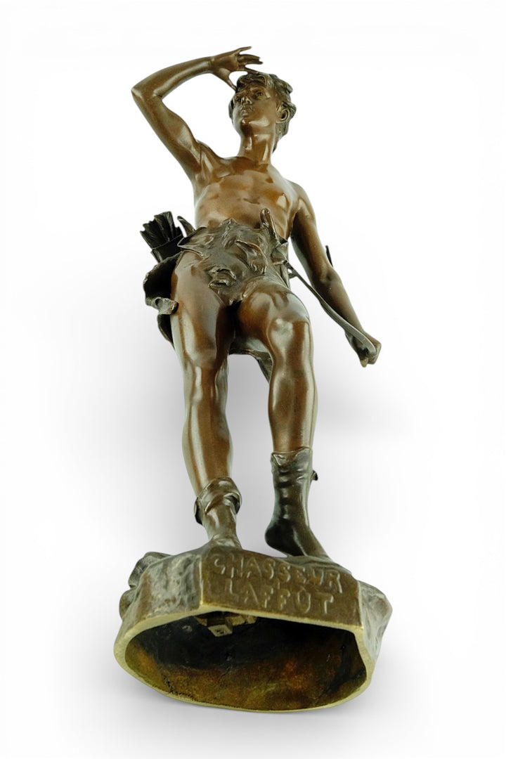 Antiek bronzen beeld 'Chasseur à l’Affût' door Eugène Marioton