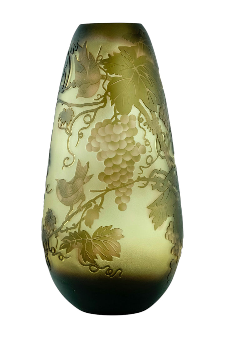 Cameo glass vase with grapevine decoration