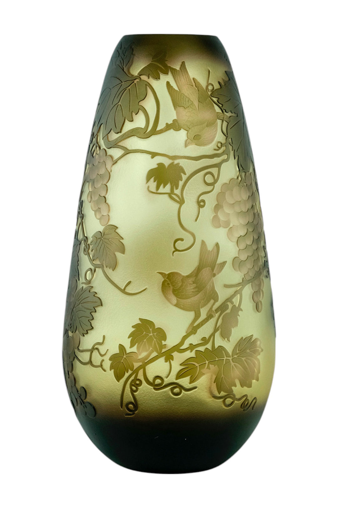 Cameo glass vase with grapevine decoration