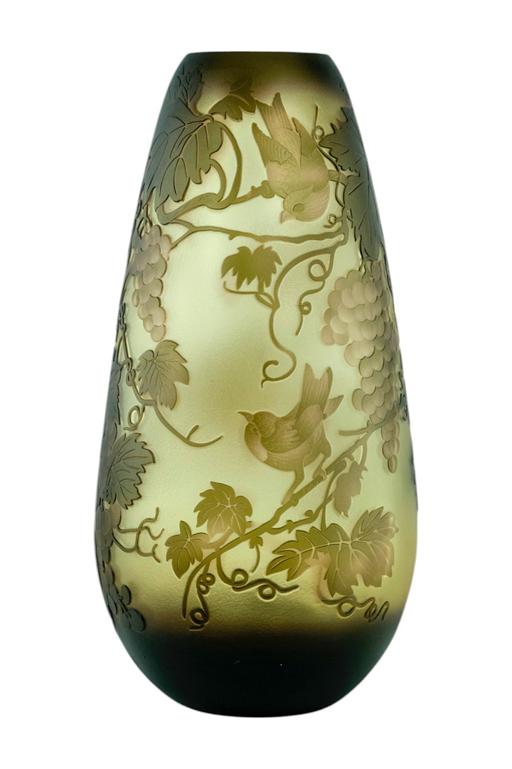 Cameo glass vase with grapevine decoration