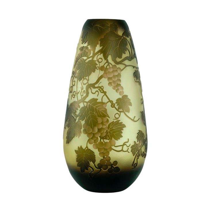 Cameo glass vase with grapevine decoration