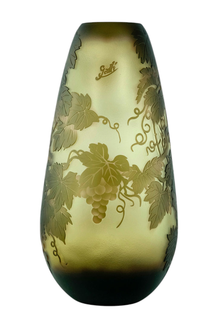 Cameo glass vase with grapevine decoration