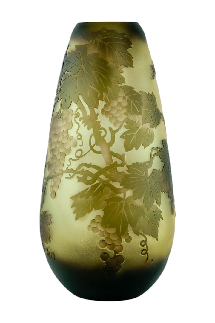 Cameo glass vase with grapevine decoration
