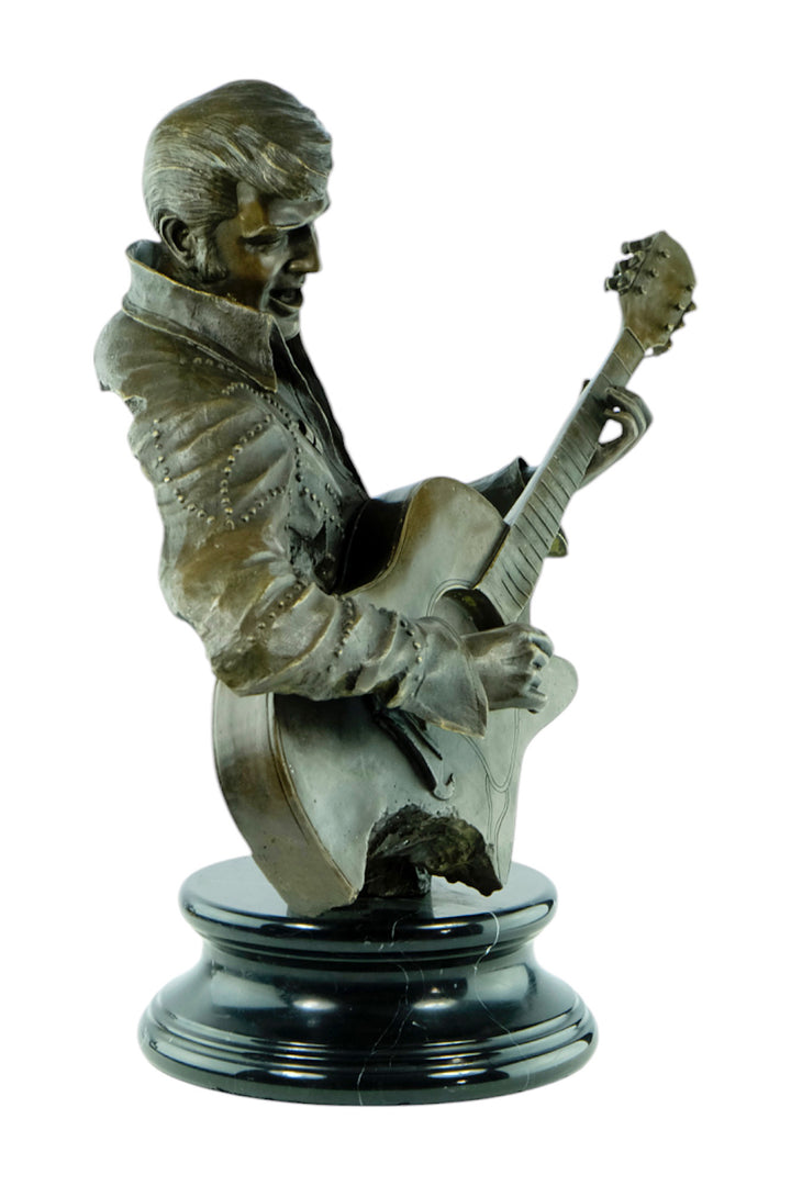 Large bronze sculpture of Elvis Presley with his guitar