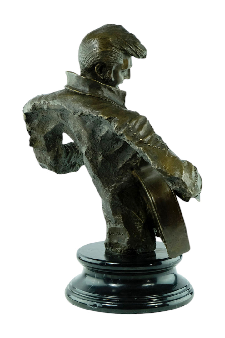 Large bronze sculpture of Elvis Presley with his guitar