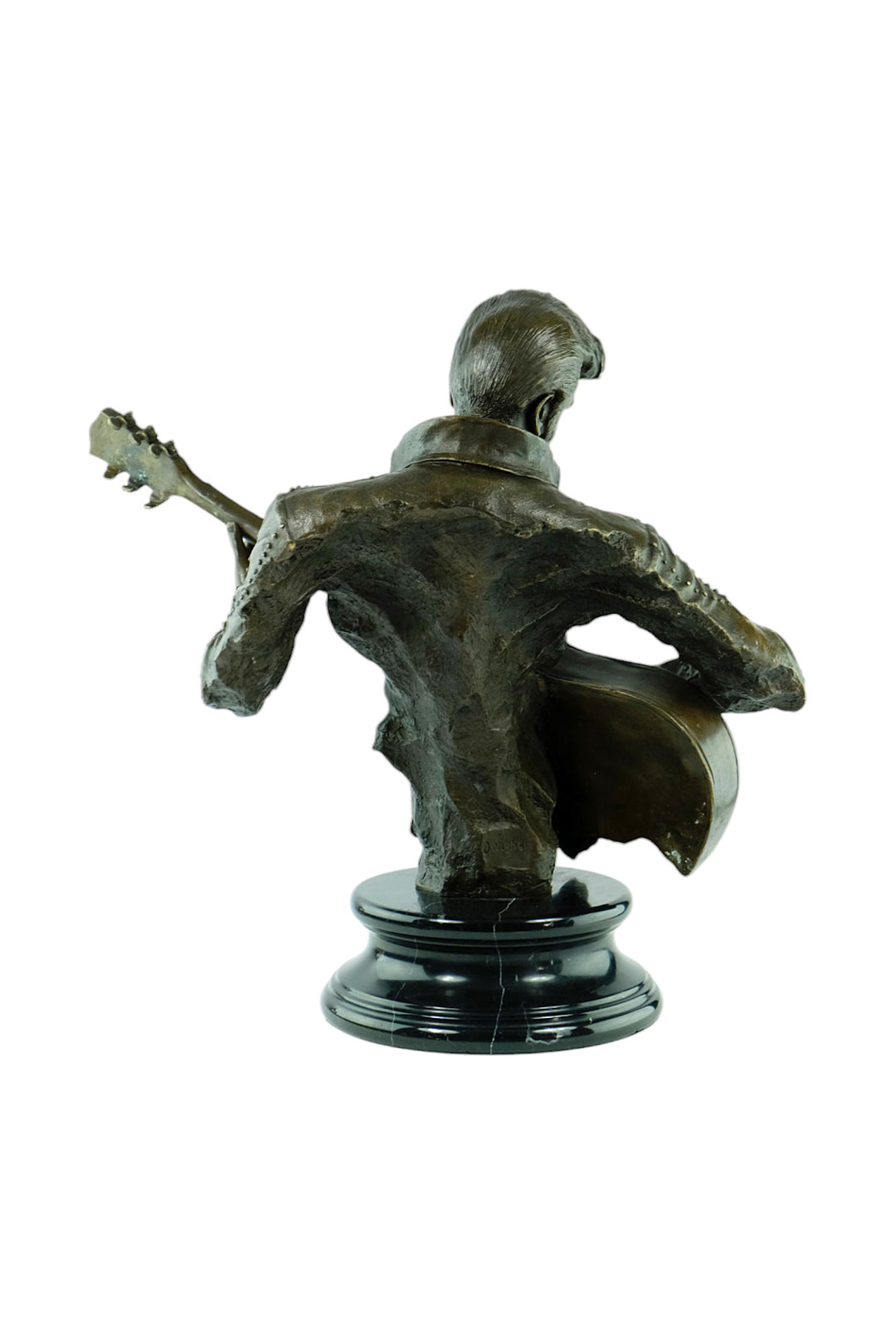 Large bronze sculpture of Elvis Presley with his guitar