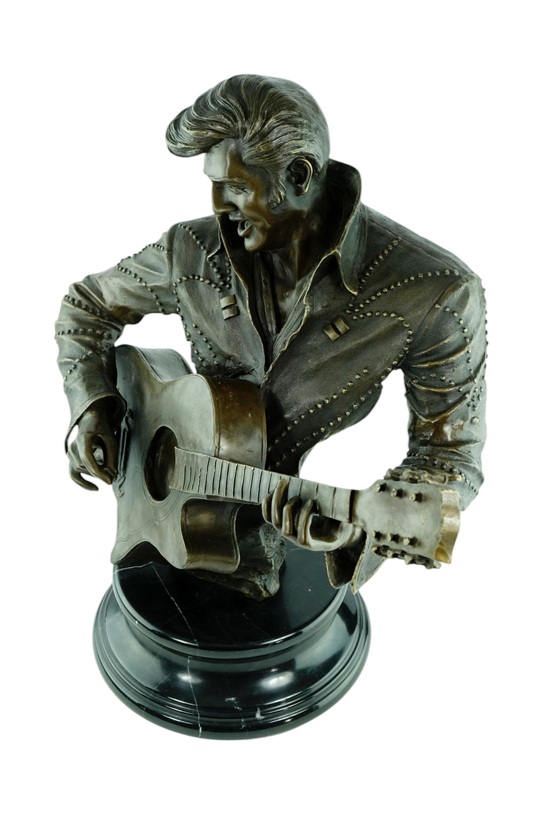 Large bronze sculpture of Elvis Presley with his guitar