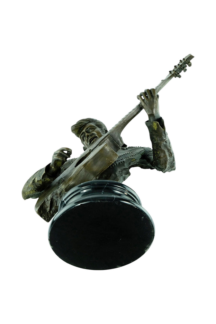 Large bronze sculpture of Elvis Presley with his guitar