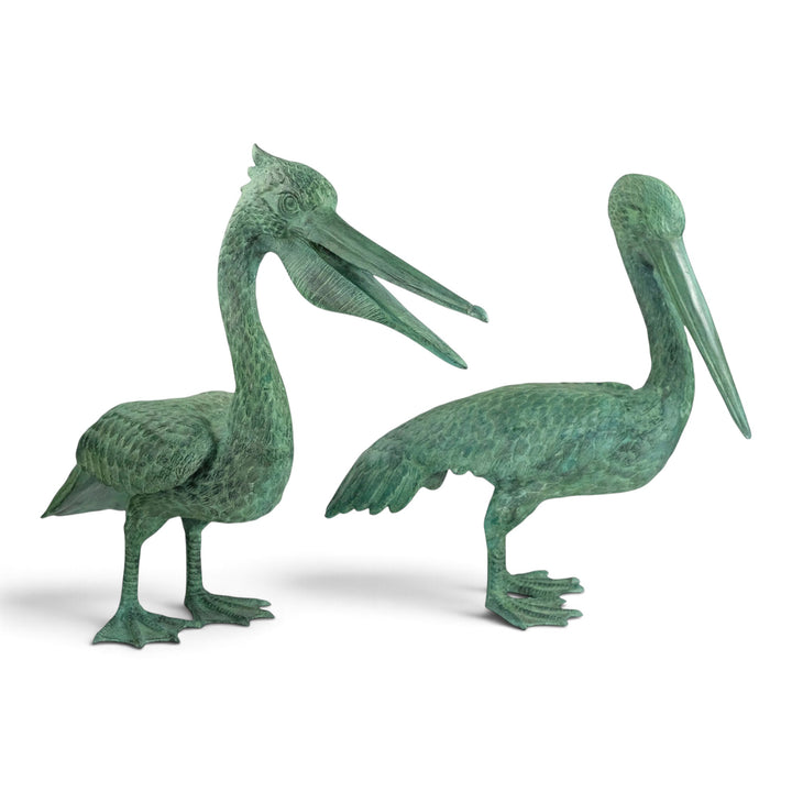 Paar bronzen pelikanen sculpturen 