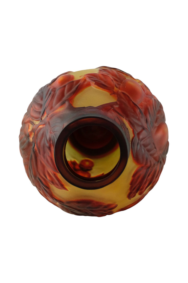 Cameo glass vase with prune decoration
