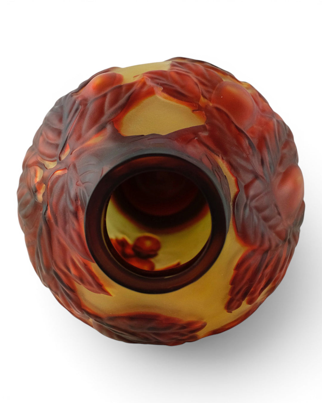 Cameo glass vase with prune decoration