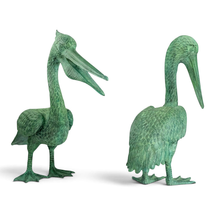 Paar bronzen pelikanen sculpturen 