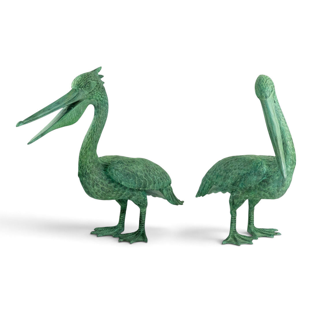 Paar bronzen pelikanen sculpturen 