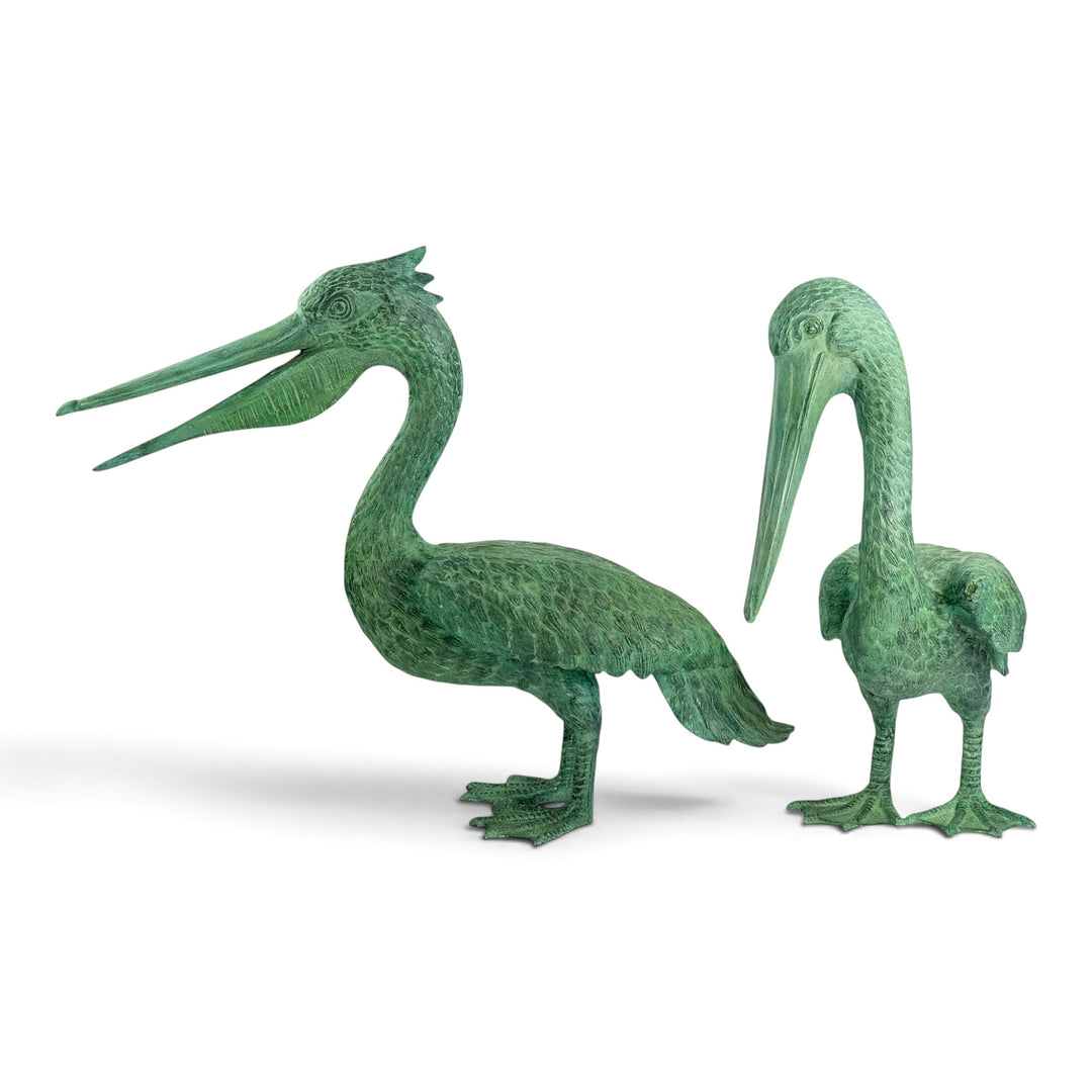 Paar bronzen pelikanen sculpturen 