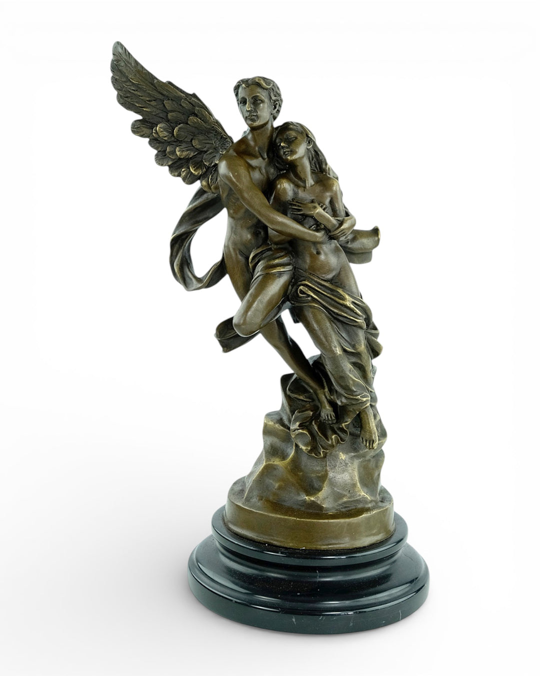 Bronzen beeld van Cupido en Psyche