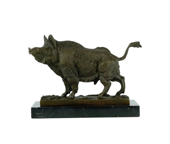 Bronze sculpture of a standing wild boar