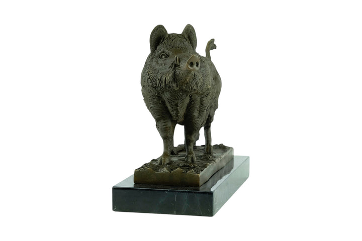 Bronze sculpture of a standing wild boar