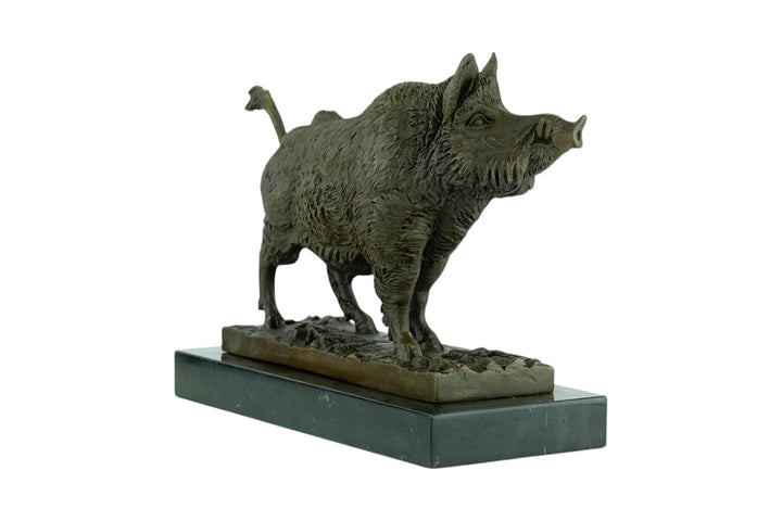Bronze sculpture of a standing wild boar