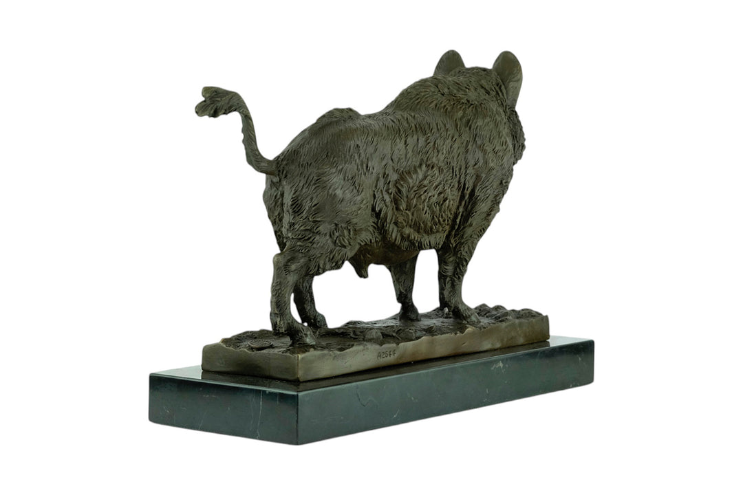 Bronze sculpture of a standing wild boar