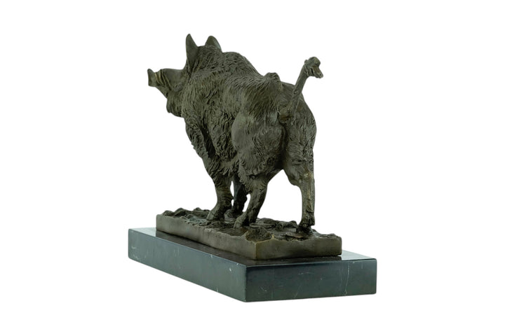 Bronze sculpture of a standing wild boar