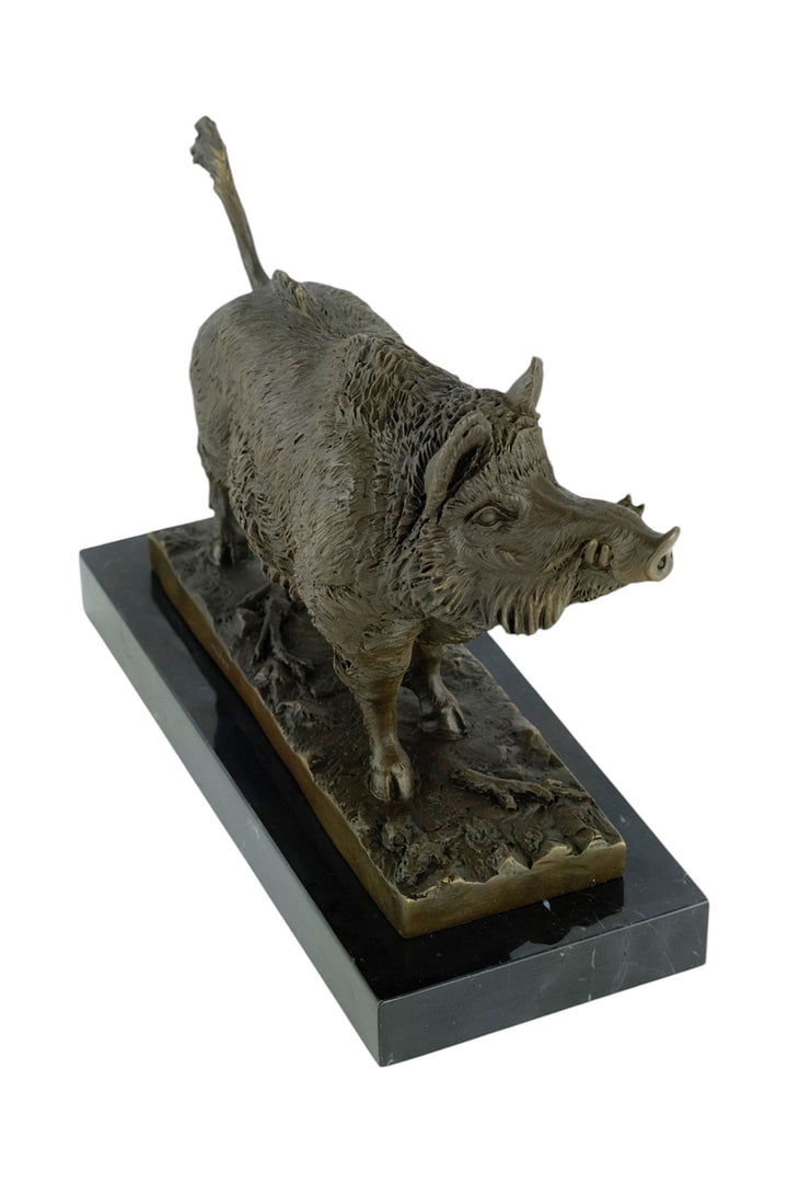 Bronze sculpture of a standing wild boar