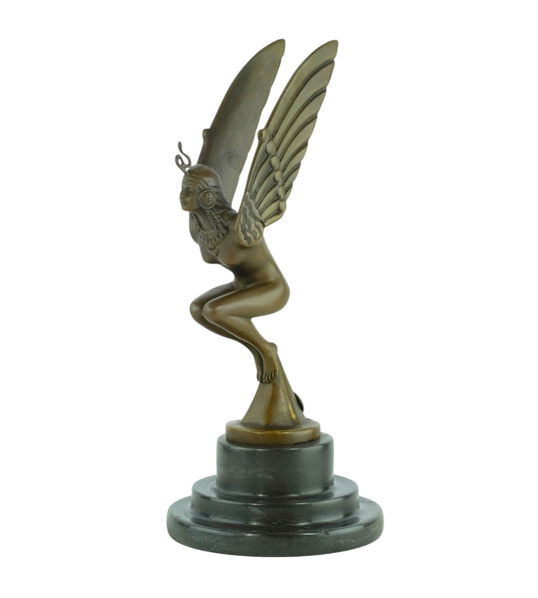 Bronze sculpture of a winged Egyptian female - Art Deco style car mascot