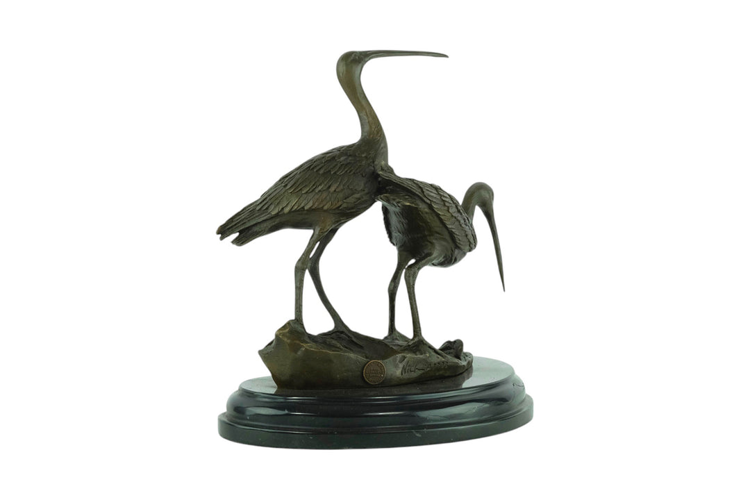 Bronze sculpture of two black-tailed godwits