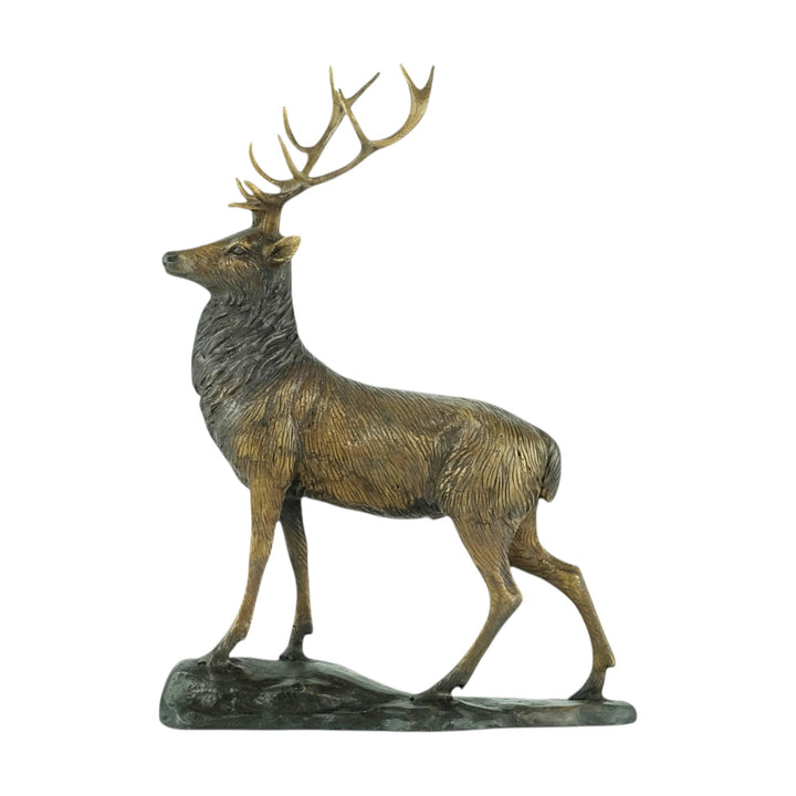 Bronze sculpture of a standing stag