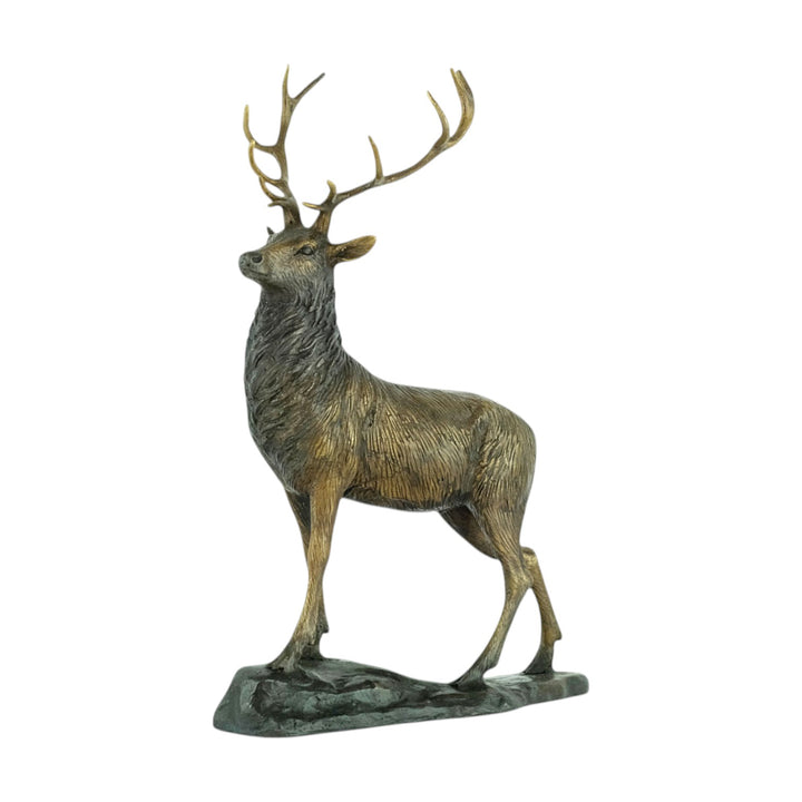 Bronze sculpture of a standing stag