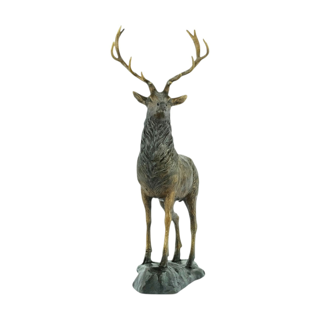 Bronze sculpture of a standing stag