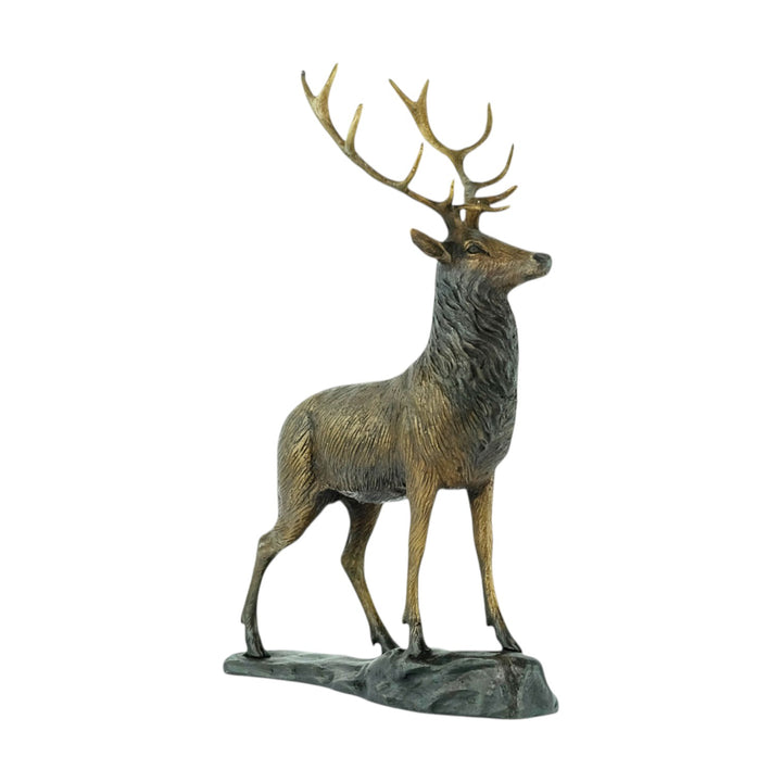 Bronze sculpture of a standing stag
