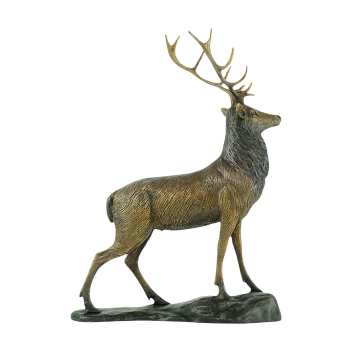 Bronze sculpture of a standing stag