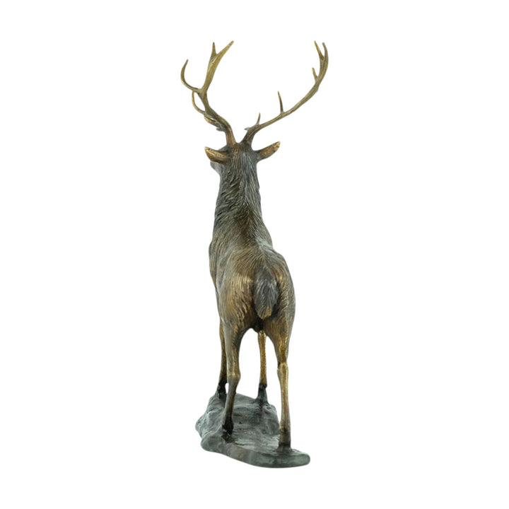 Bronze sculpture of a standing stag