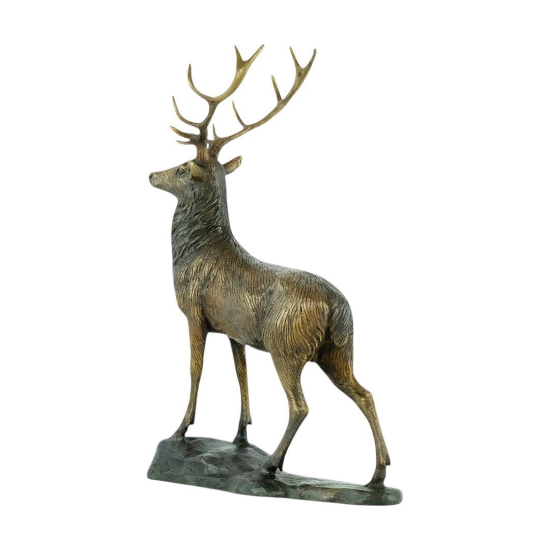 Bronze sculpture of a standing stag
