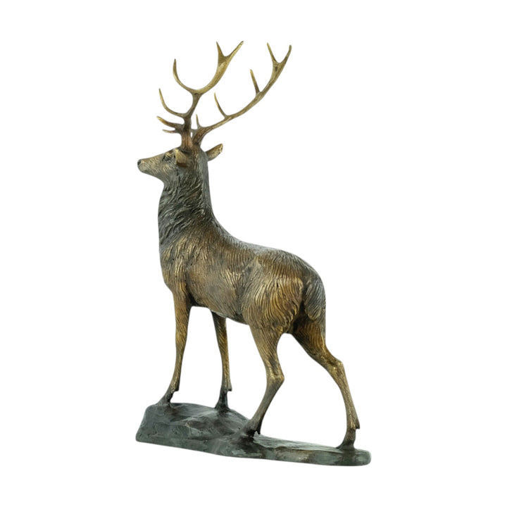 Bronze sculpture of a standing stag