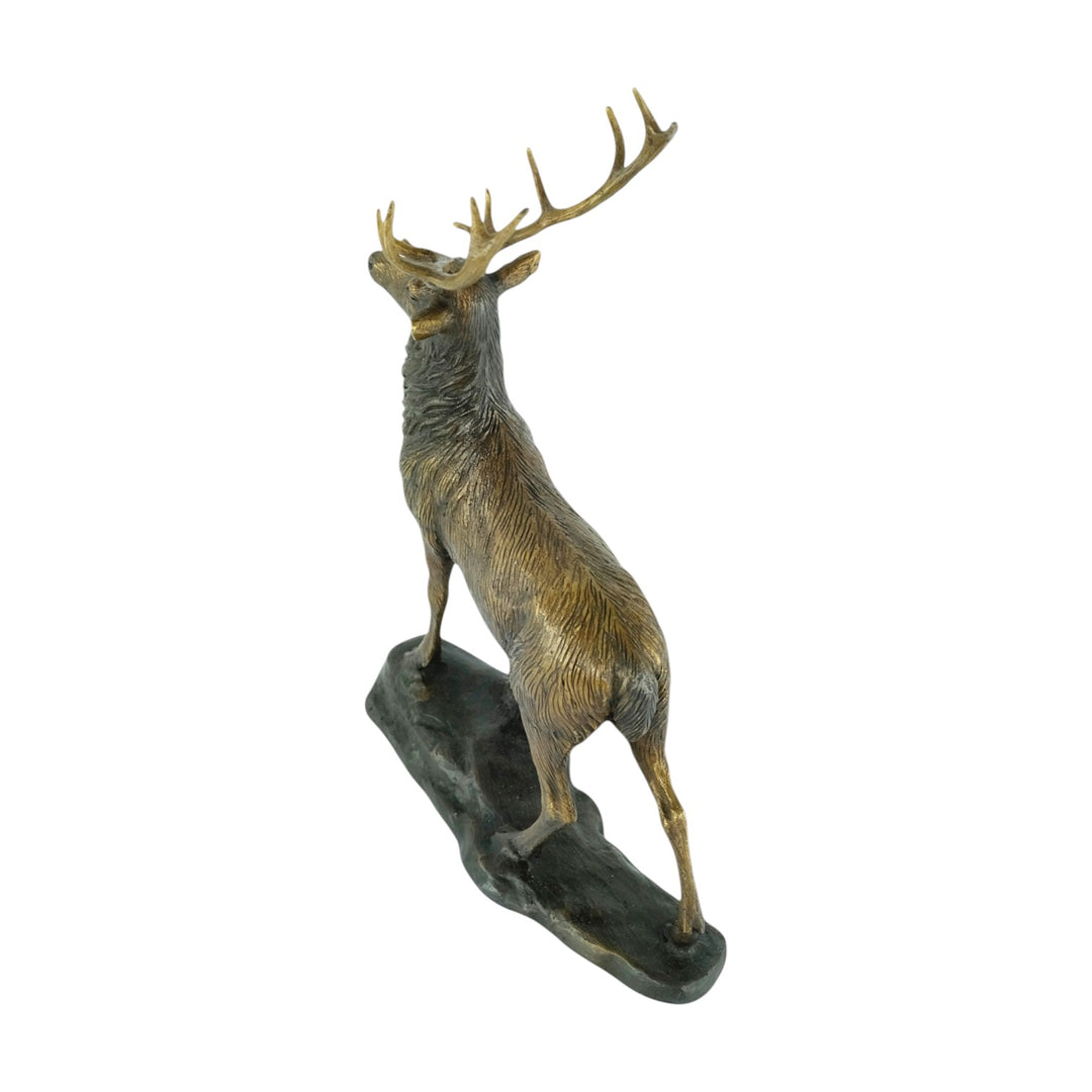 Bronze sculpture of a standing stag