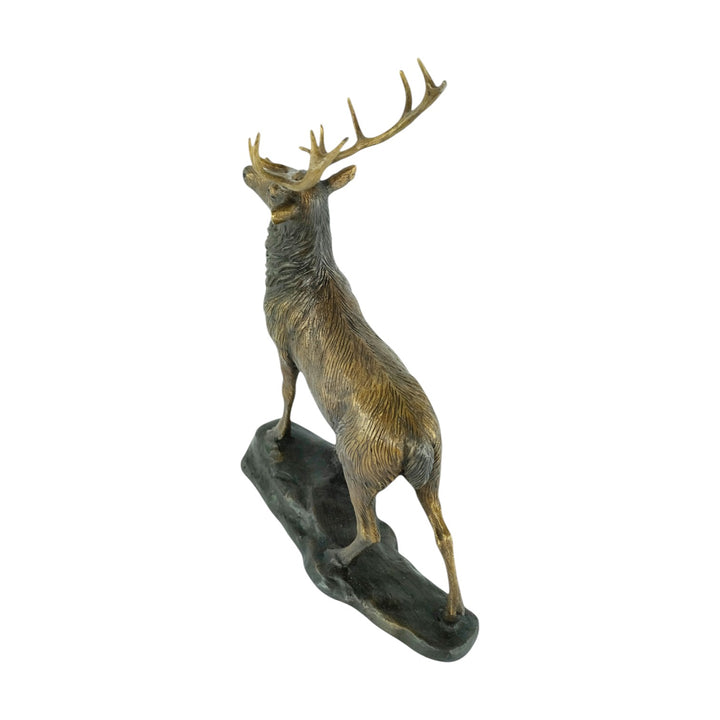 Bronze sculpture of a standing stag