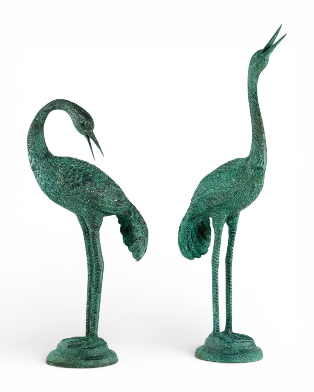 Paar bronzen kraanvogel beelden