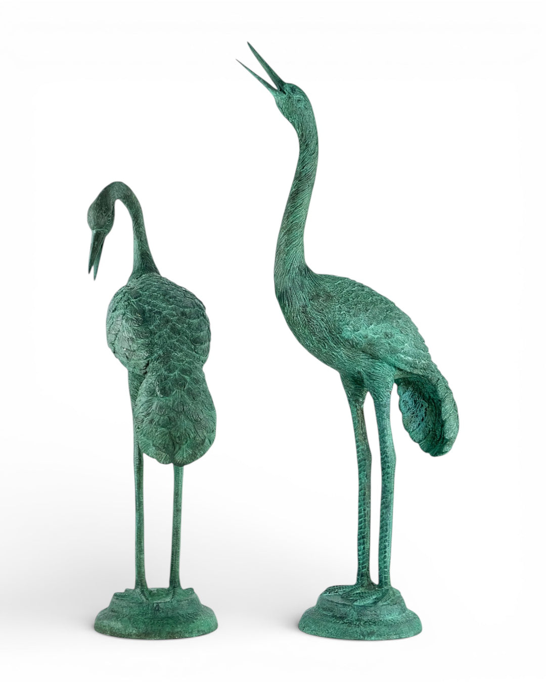 Paar bronzen kraanvogel beelden